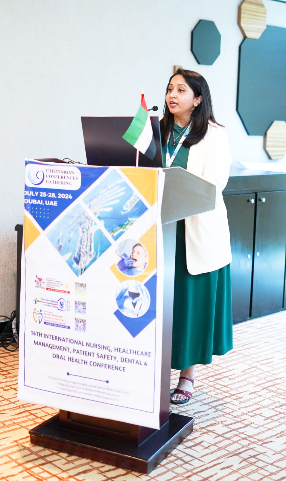 Dr. Priyancka Pansare presenting at the 14th International Nursing, Healthcare Management, Patient Safety, Dental & Oral Health Conference in Dubai