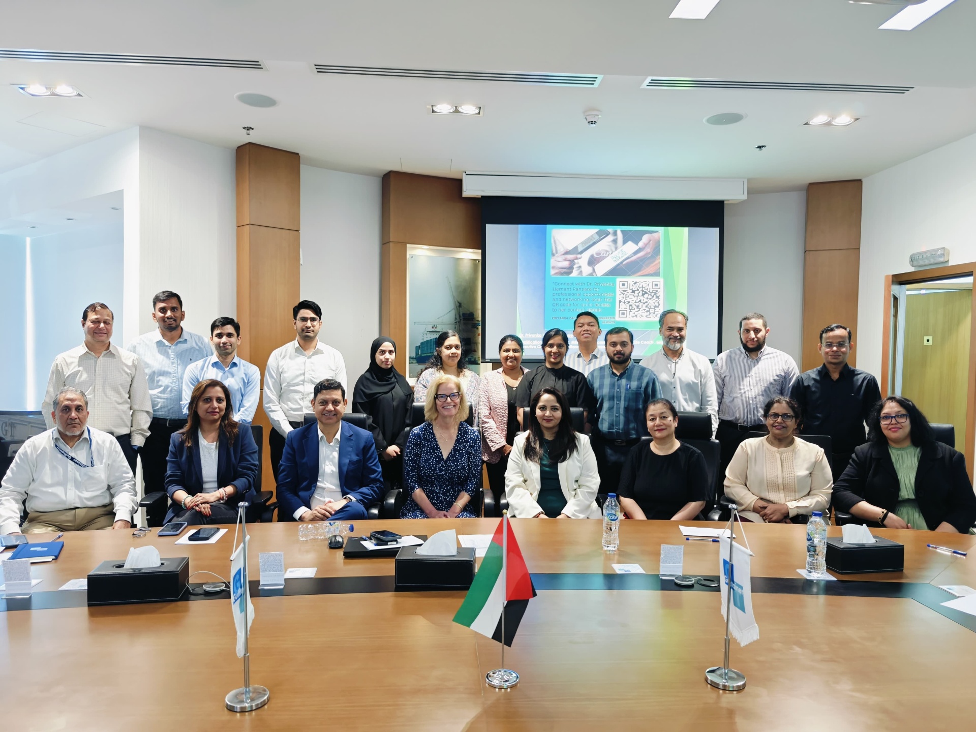Group photo with Gulftainer senior leaders after the Global Safety Day 2025 wellbeing session in Dubai